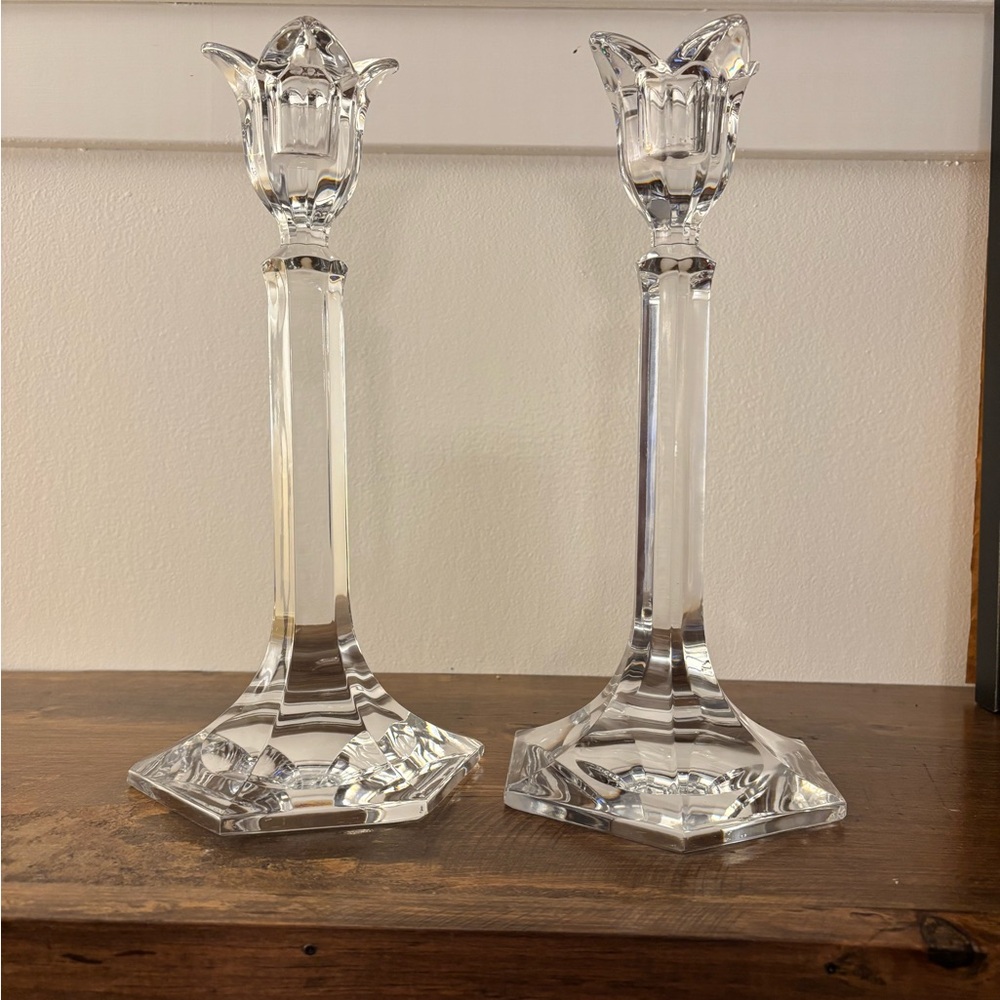 Orrefors Tulip candlestick / candle holder Elegant Crystal Candle Holders-signed